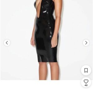Khy x Poster Girl Black Latex Deep V Dress